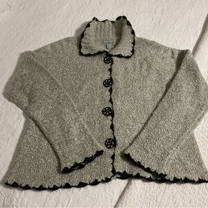 Chic Gray Cardigan with Black Accents